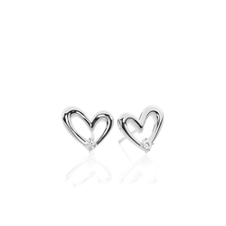 Heart Shape Delicate Diamond Stud Earrings