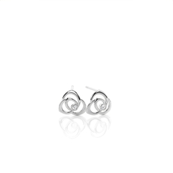 Bezel Set Round Diamond Delicate Rose Stud Earrings