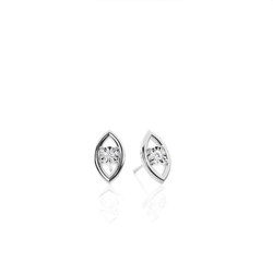 Illusion Set Round Diamond Marquise Shape Delicate Stud Earrings
