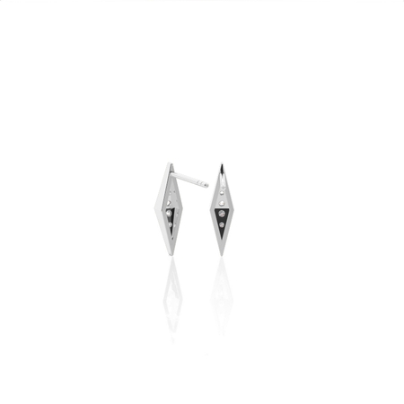 Pave Set Round Diamond Kite Shape Delicate Stud Earrings