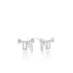 Ohrstecker mit Diamanten in verschiedenen Schliffformen und gewölbtem Cluster-Design