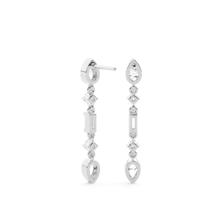 Lineare Diamant-Ohrhänger mit unterschiedlichen Schliffformen