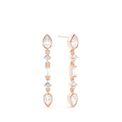 Multi Shaped Diamond Linear Drop Earrings