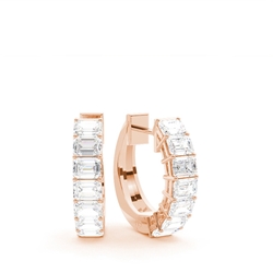 Fancy Emerald Cut Diamond Hoop Earrings