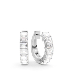 Fancy Emerald Cut Diamond Hoop Earrings