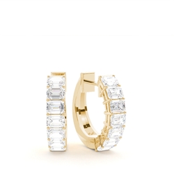 Fancy Emerald Cut Diamond Hoop Earrings