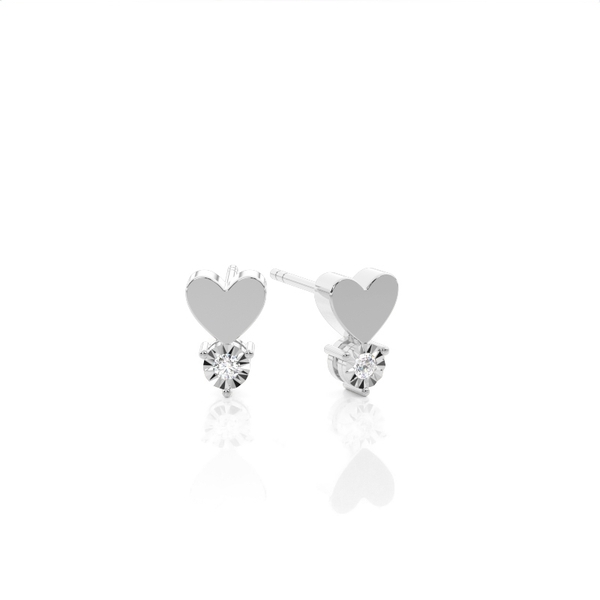 Illusion set Round Diamond Heart Shape Dainty Earrings