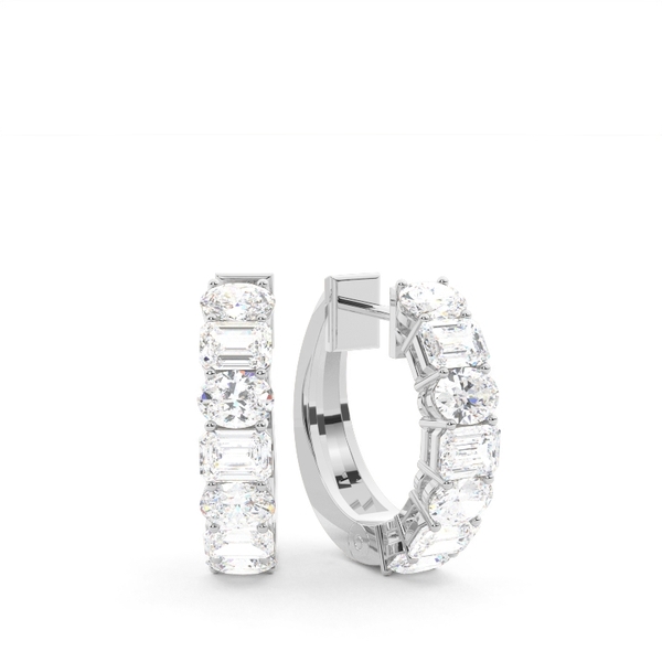 Creolen mit Diamanten im Oval- und Smaragdschliff