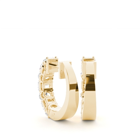 Oval and Emerald Shaped Diamond Hoop Earrings