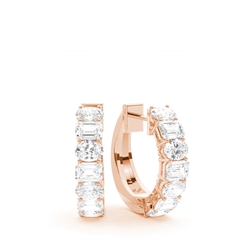 Oval and Emerald Shaped Diamond Hoop Earrings