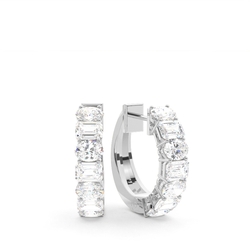 Oval and Emerald Shaped Diamond Hoop Earrings