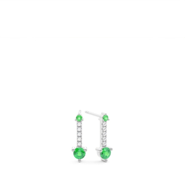 Zarte Everyday-Ohrstecker mit runden Smaragden und Diamanten