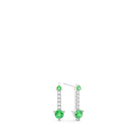 Zarte Everyday-Ohrstecker mit runden Smaragden und Diamanten