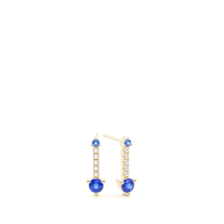 Zarte Everyday-Ohrstecker mit runden blauen Saphiren und Diamanten