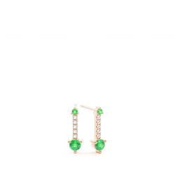 Round Emerald and Diamond Delicate Everyday Stud Earrings
