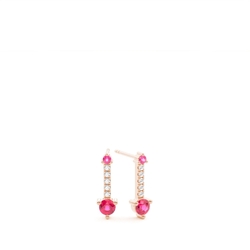 Round Ruby and Diamond Delicate Everyday Stud Earrings