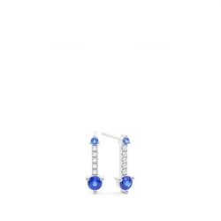 Zarte Everyday-Ohrstecker mit runden blauen Saphiren und Diamanten