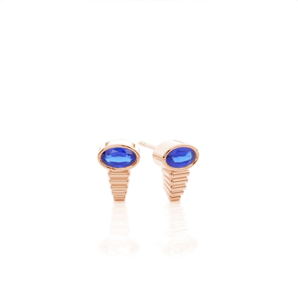 Oval Blue Sapphire Delicate Stud Earrings