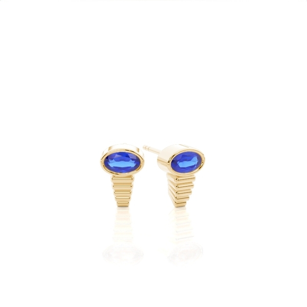 Oval Blue Sapphire Delicate Stud Earrings