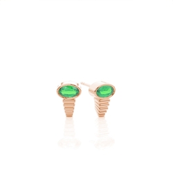 Oval Emerald Delicate Stud Earrings