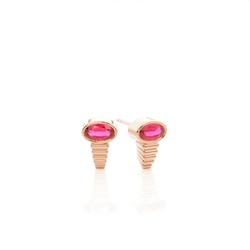 Oval Ruby Delicate Stud Earrings