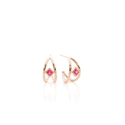 Princess Ruby Half Hoop Delicate Earrings