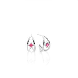 Princess Ruby Half Hoop Delicate Earrings