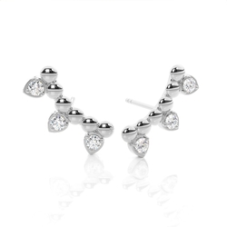 Beaded Round Diamond Delicate Stud Earrings