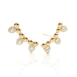 Beaded Round Diamond Delicate Stud Earrings