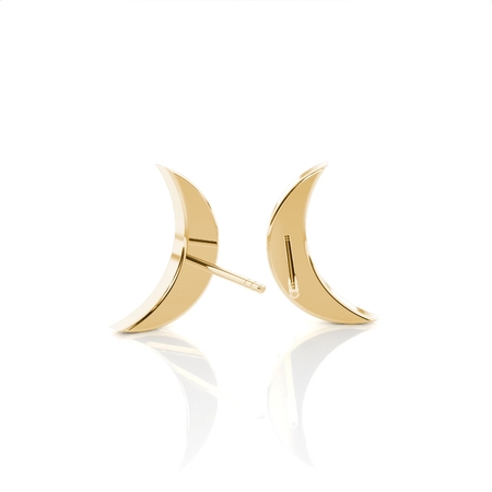 Cresent Moon Delicate Diamond Stud Earrings
