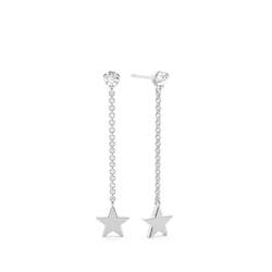 Dangling Star Diamond Drop Earrings