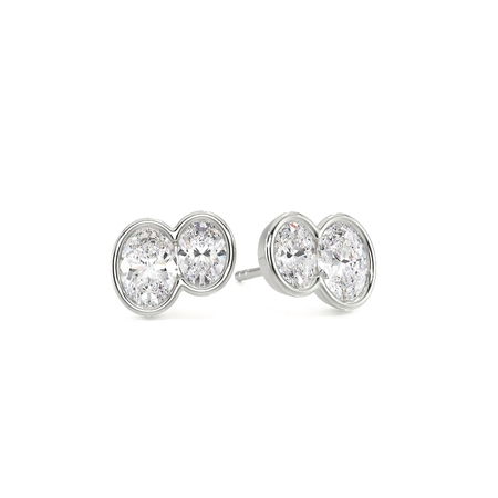 Toi Et Moi Bezel-Set Oval Diamond Earrings