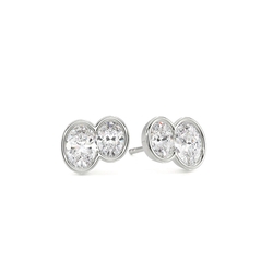 Toi Et Moi Bezel-Set Oval Diamond Earrings