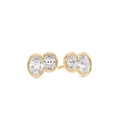Toi Et Moi Bezel-Set Oval Diamond Earrings