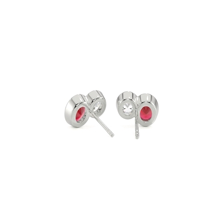 Toi Et Moi Bezel Set Oval-Cut Ruby & Diamond Earrings