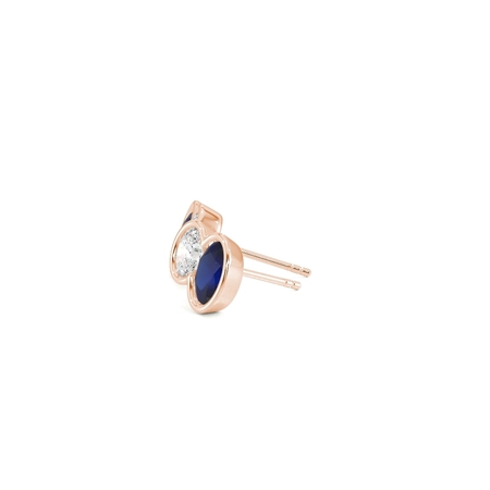 Toi Et Moi Bezel Set Oval-Cut Blue Sapphire & Diamond Earrings