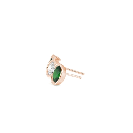 Toi Et Moi Bezel Set Oval-Cut Emerald & Diamond Earrings