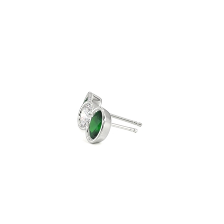 Toi Et Moi Bezel Set Oval-Cut Emerald & Diamond Earrings