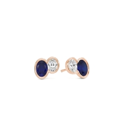 Toi Et Moi Bezel Set Oval-Cut Blue Sapphire & Diamond Earrings