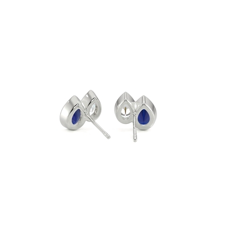 Toi Et Moi Bezel Set Pear-Cut Blue Sapphire & Diamond Earrings