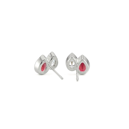 Toi Et Moi Bezel Set Pear-Cut Ruby & Diamond Earrings