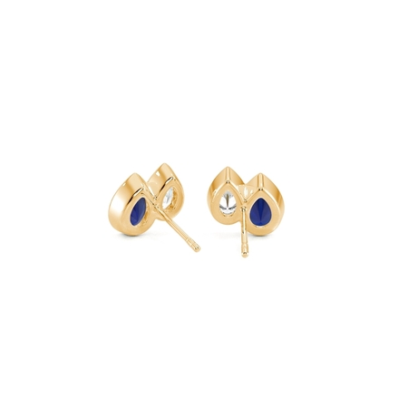 Toi Et Moi Ohrringe mit birnenförmig geschliffenem, blauem Saphir und Diamanten