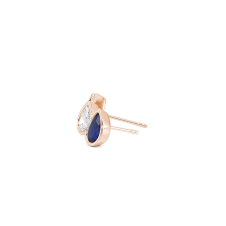 Toi Et Moi Bezel Set Pear-Cut Blue Sapphire & Diamond Earrings