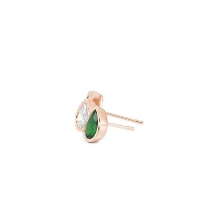 Toi Et Moi Bezel Set Pear-Cut Emerald & Diamond Earrings