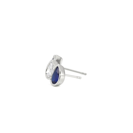 Toi Et Moi Bezel Set Pear-Cut Blue Sapphire & Diamond Earrings