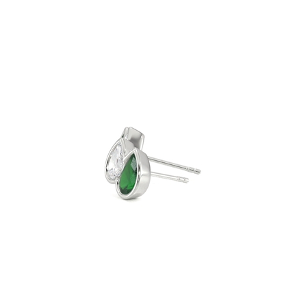 Toi Et Moi Bezel Set Pear-Cut Emerald & Diamond Earrings