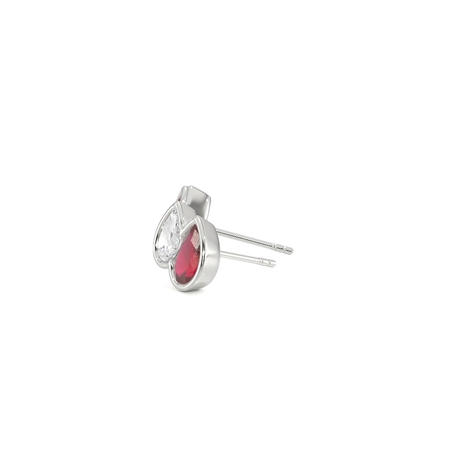Toi Et Moi Bezel Set Pear-Cut Ruby & Diamond Earrings