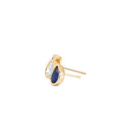 Toi Et Moi Bezel Set Pear-Cut Blue Sapphire & Diamond Earrings