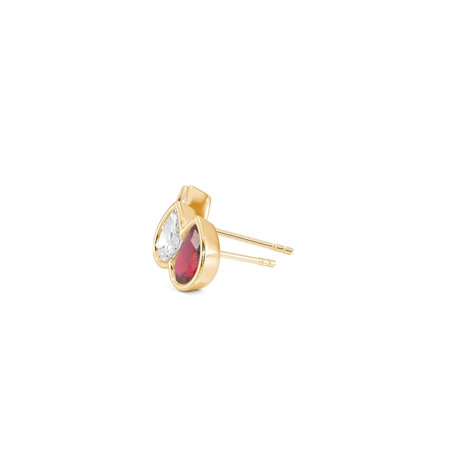Toi Et Moi Bezel Set Pear-Cut Ruby & Diamond Earrings