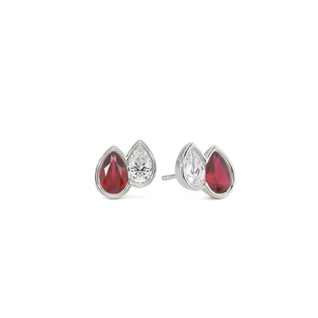 Toi Et Moi Bezel Set Pear-Cut Ruby & Diamond Earrings